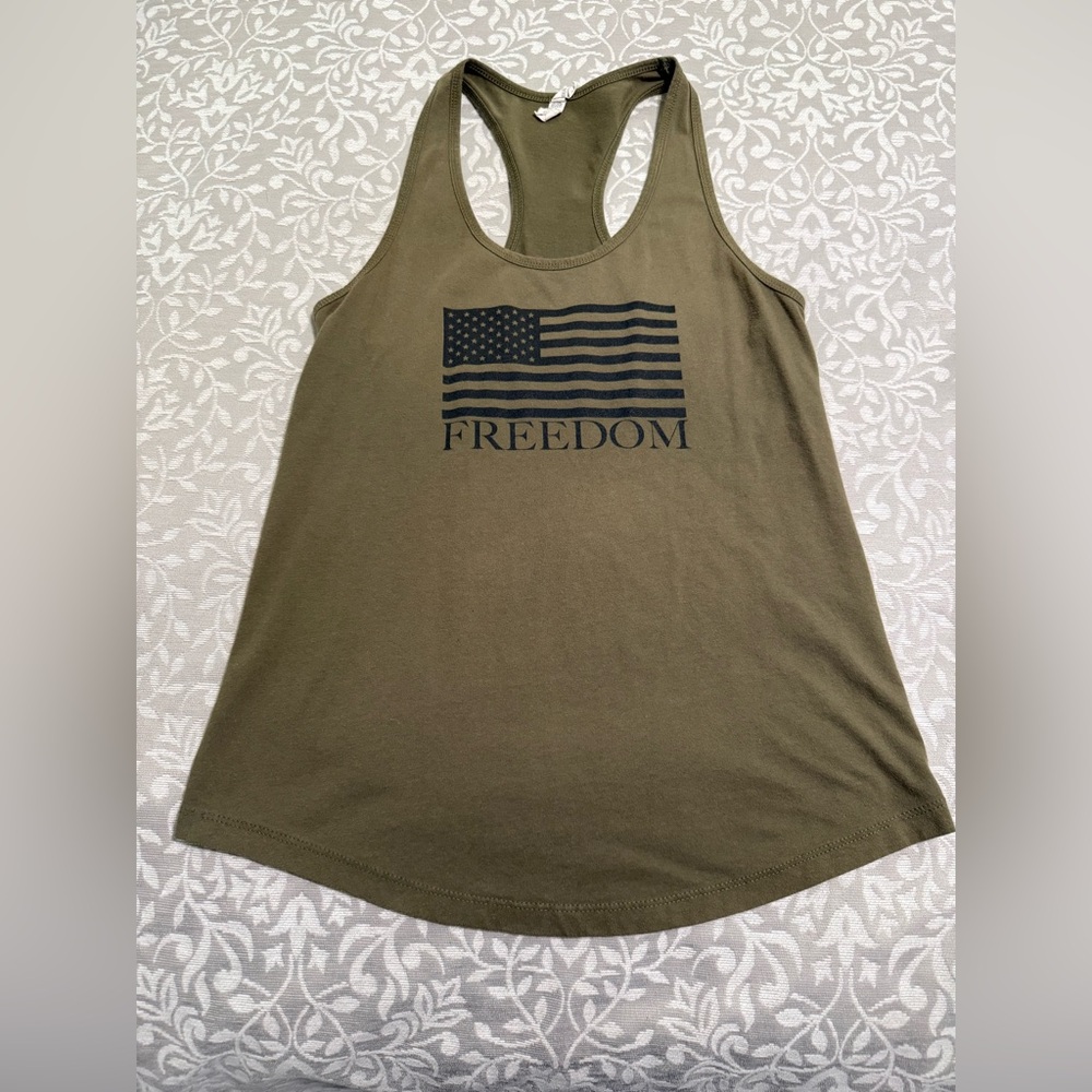 Olive Freedom Graphic Tank Top